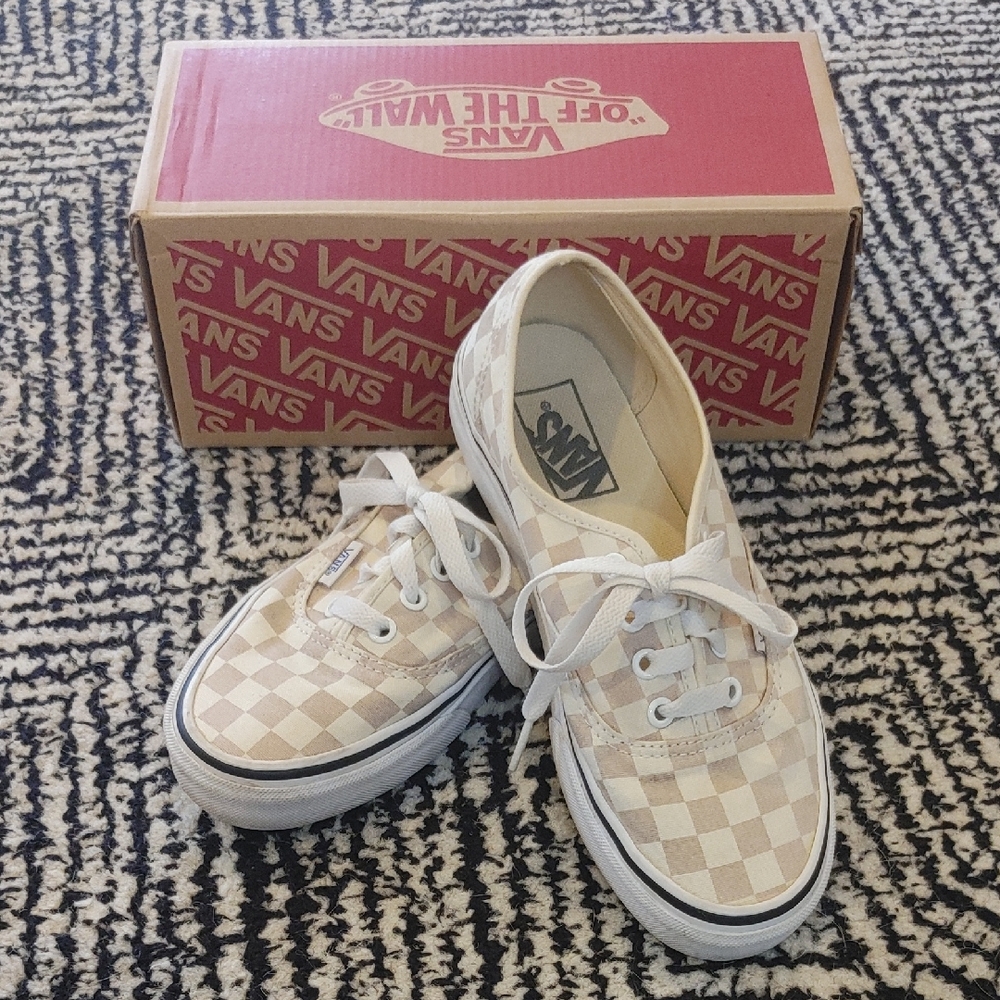 Vans Beige and White Checkered Shoes